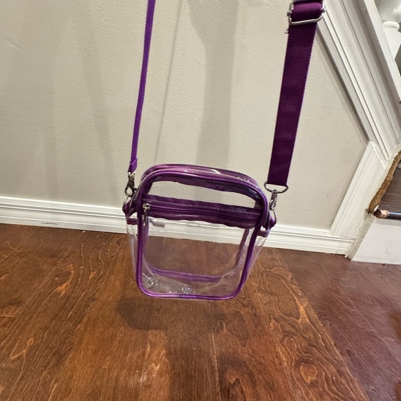Transparent Clear Purple Crossbody Stadium Bag - Picture 2 of 4
